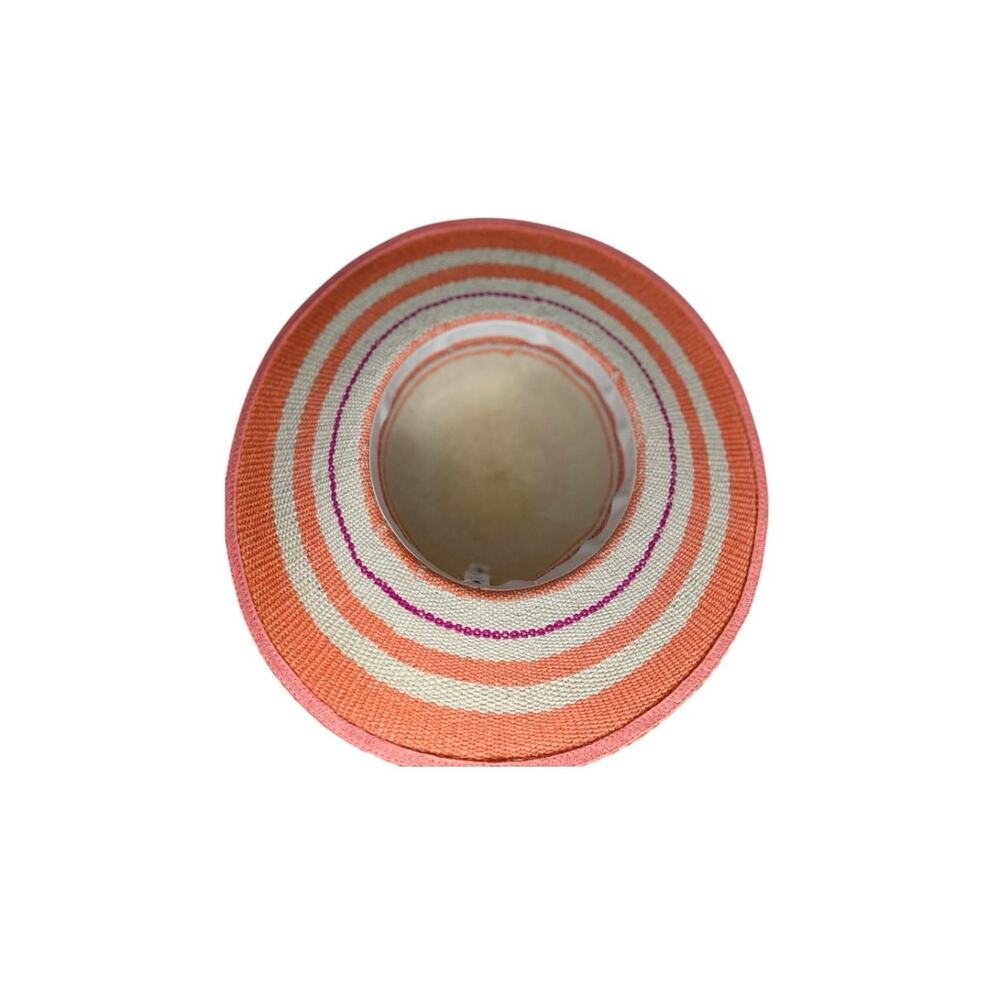 NWOT Janie and Jack Coral and Fuchsia Stiped Straw Sun Hat Kids 4-5yo - Picture 3 of 3